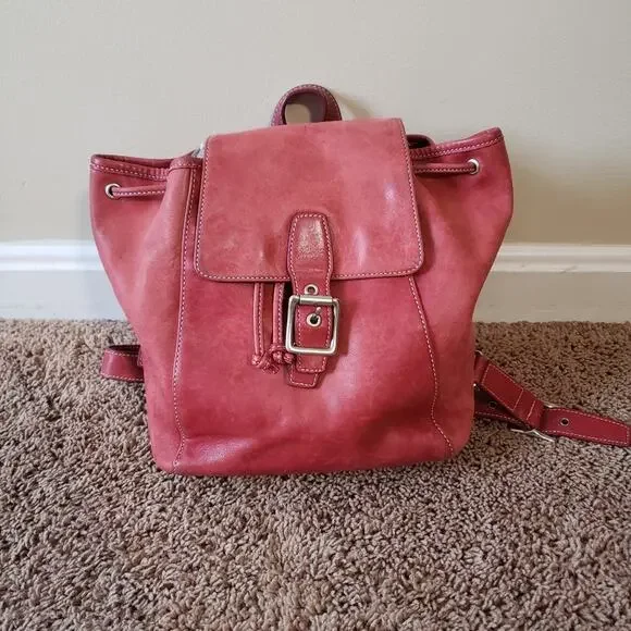 Coach vintage legacy red leather small backpack drawsting flap 9569 Coach 9569 Legacy Soft Blue Leather Drawstring Flap Backpack  main image 4
